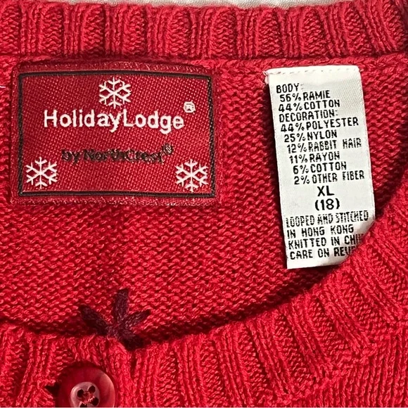 VTG Women’s Christmas Embroidered Cardigan Red SZ XL - Picture 3 of 7